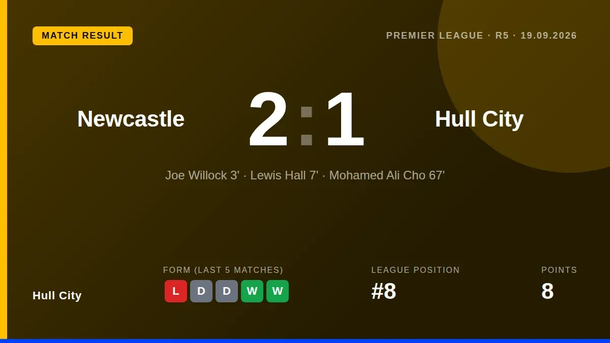 Hull City's late rally fell short in a 2-1 defeat at Newcastle United, leaving the Tigers eighth in the Premier League table